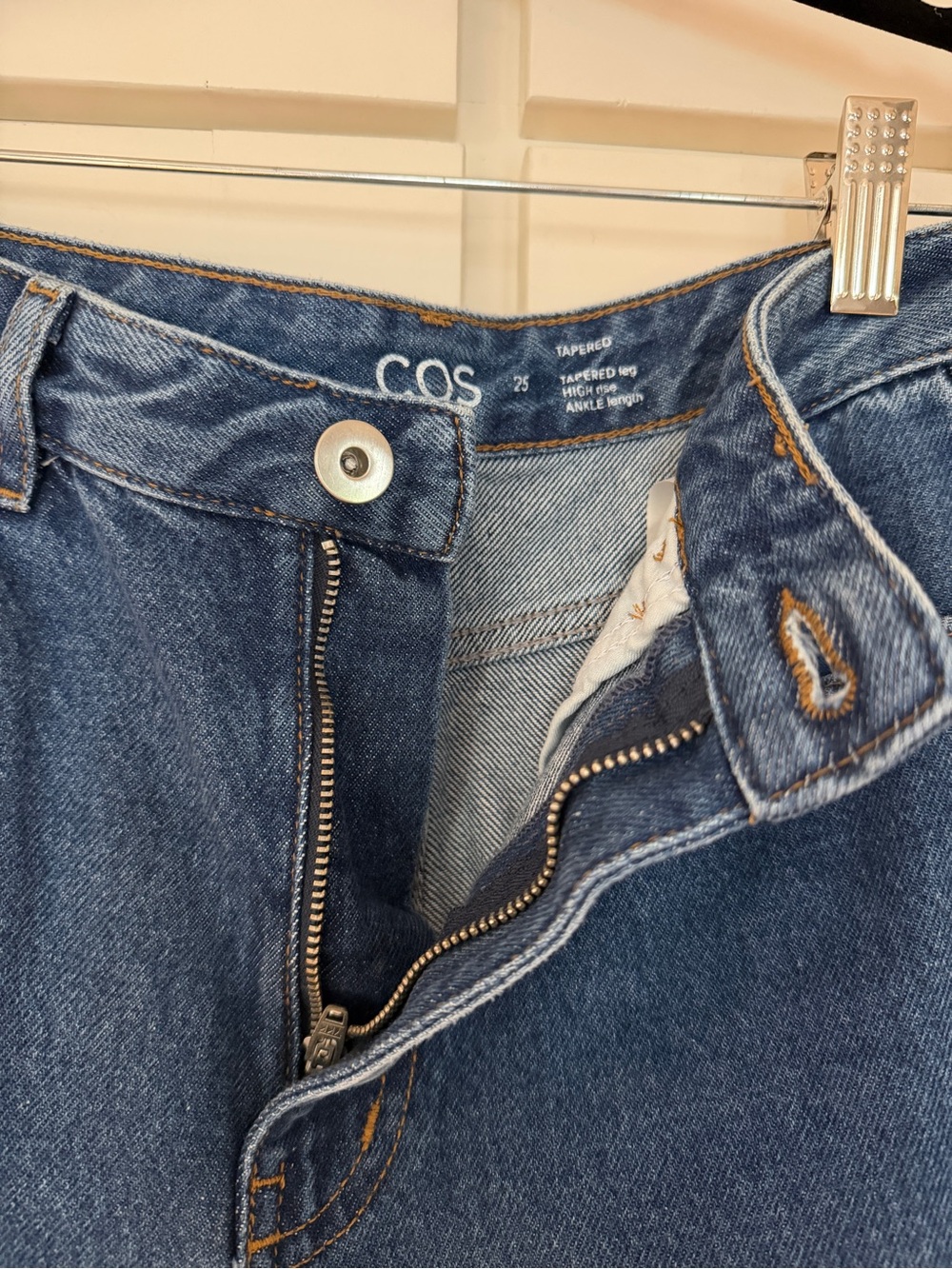 COS Tapered Leg High Rise Ankle Length Blue Jeans 25 - Picture 8 of 14